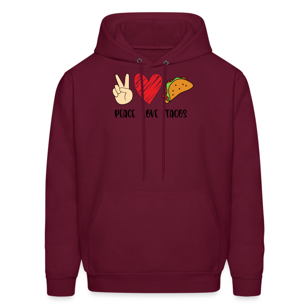 Peace Love Tacos Hoodie - burgundy