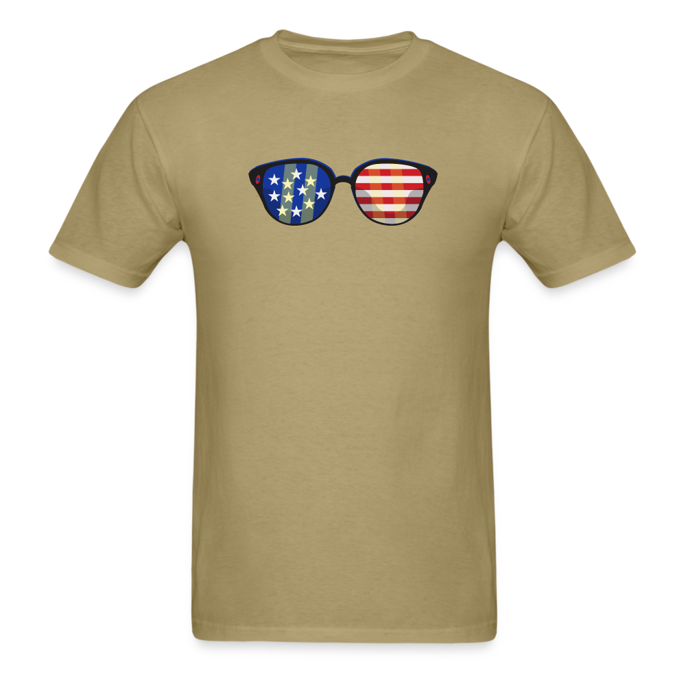 Stars and Stripes Glasses T-Shirt - khaki