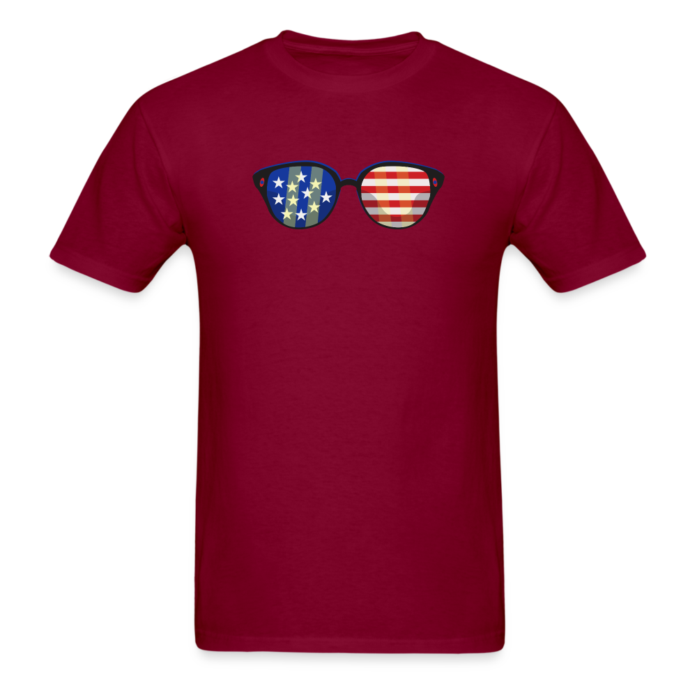 Stars and Stripes Glasses T-Shirt - burgundy