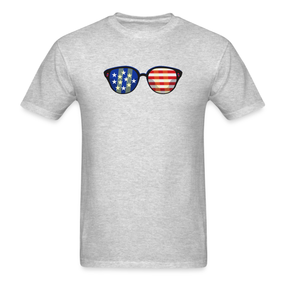 Stars and Stripes Glasses T-Shirt - heather gray