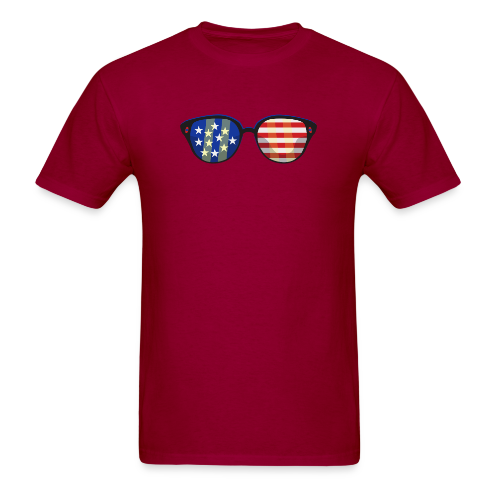 Stars and Stripes Glasses T-Shirt - dark red