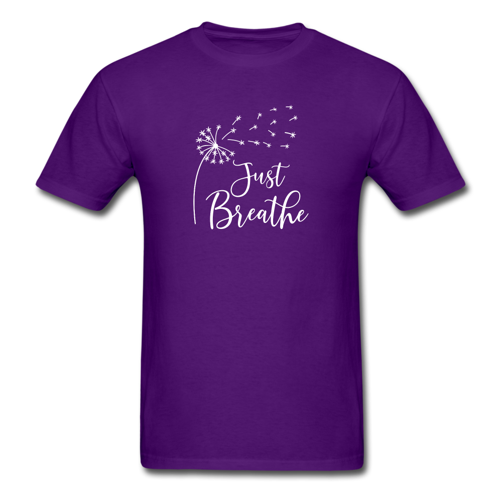 Just Breathe white Tshirt - purple