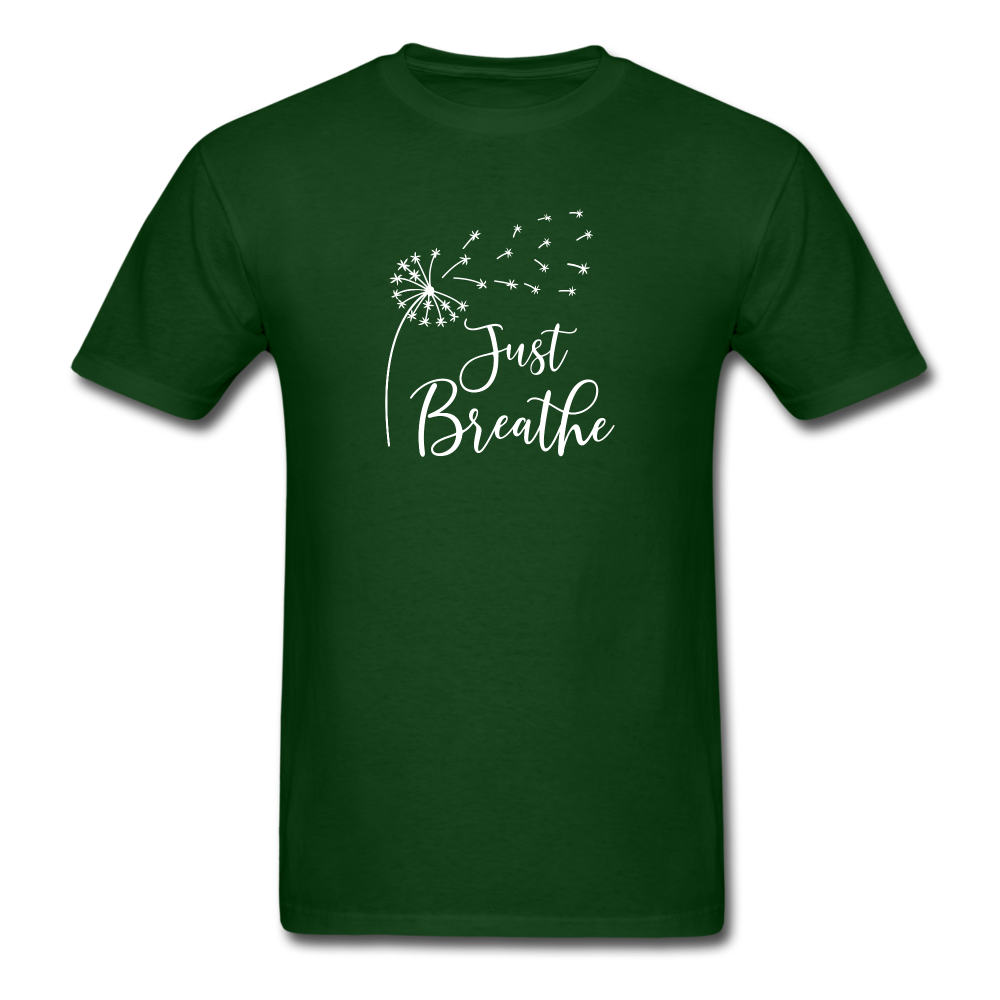Just Breathe white Tshirt - forest green