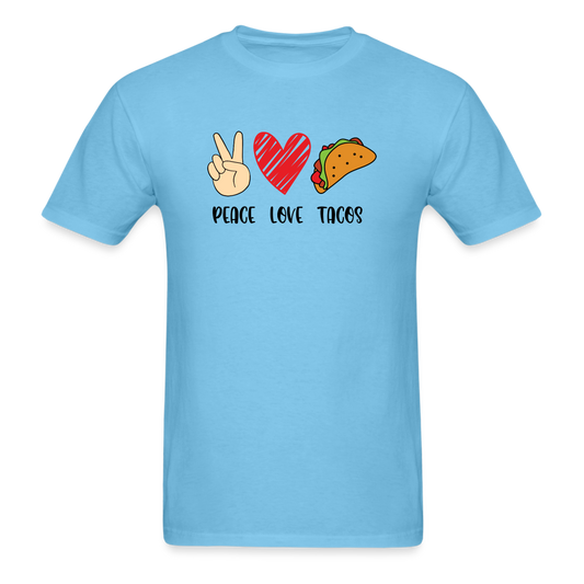 Peace Love Tacos T-Shirt - aquatic blue