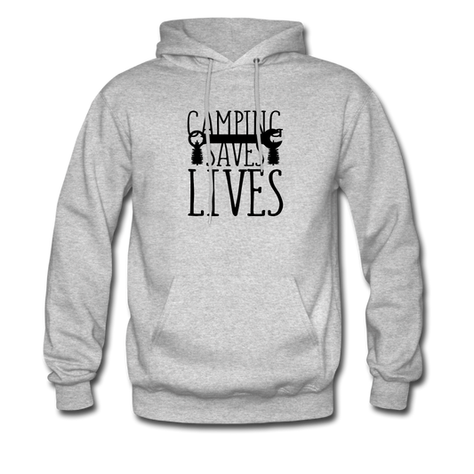 Camping Saves Lives Hoodie - heather gray