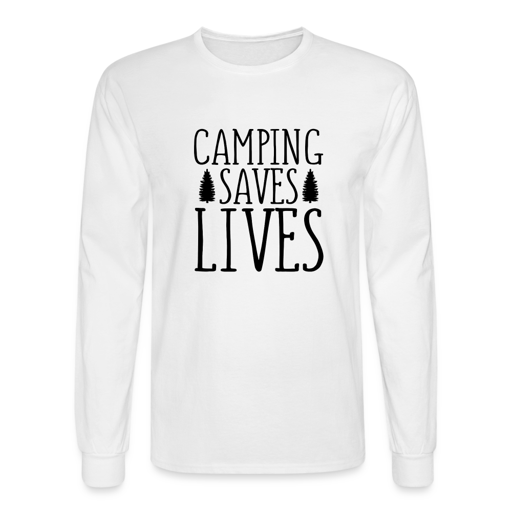 Camping Saves Lives Long Sleeve T-Shirt - white