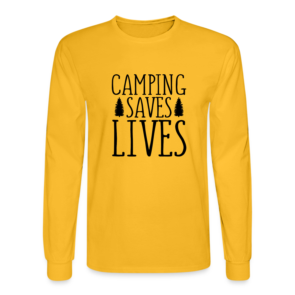 Camping Saves Lives Long Sleeve T-Shirt - gold