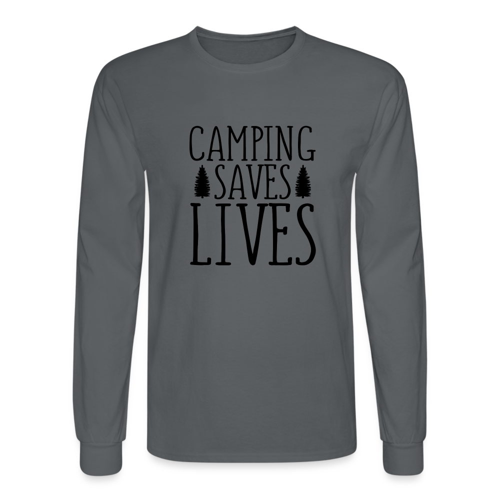 Camping Saves Lives Long Sleeve T-Shirt - charcoal