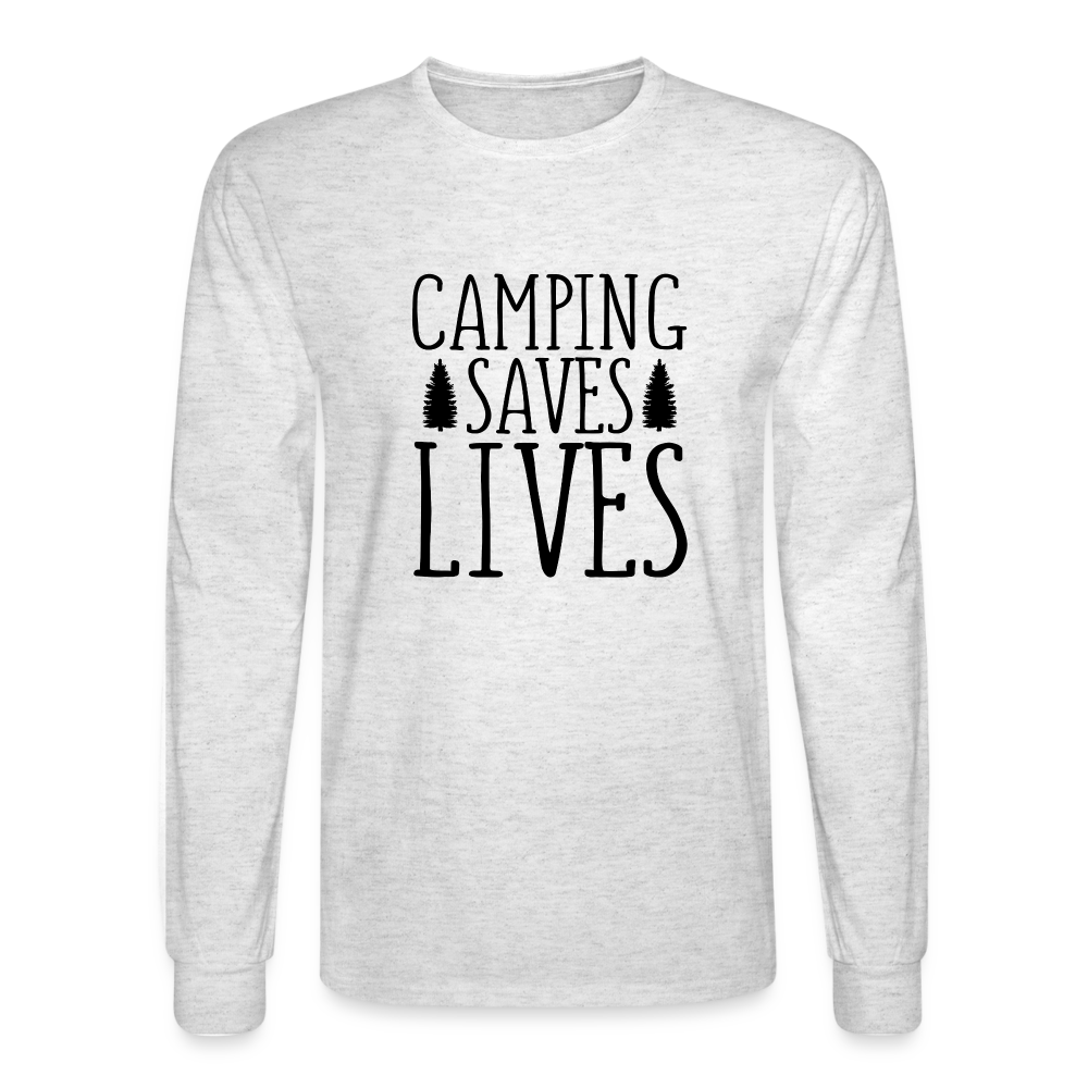 Camping Saves Lives Long Sleeve T-Shirt - light heather gray