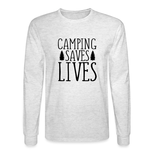 Camping Saves Lives Long Sleeve T-Shirt - light heather gray