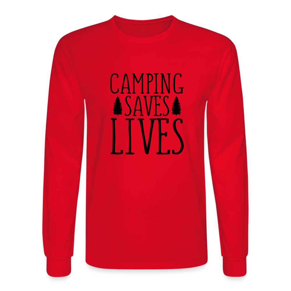 Camping Saves Lives Long Sleeve T-Shirt - red