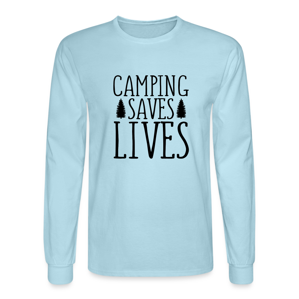 Camping Saves Lives Long Sleeve T-Shirt - powder blue