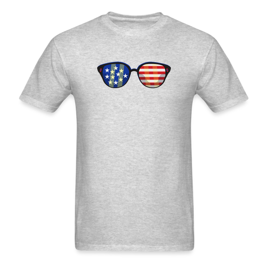 Stars and Stripes Glasses T-Shirt - heather gray