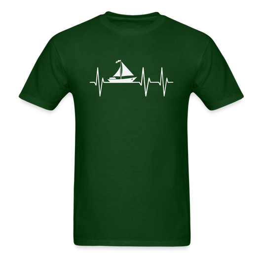 Boat Heartbeat T-Shirt - forest green